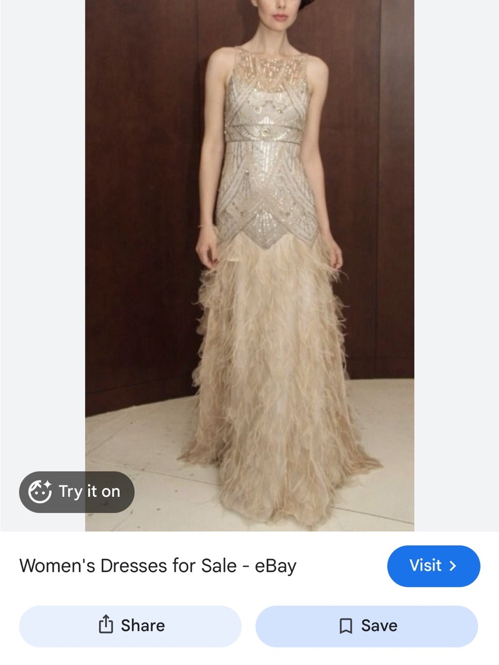 Sue Wong Art Deco Beaded Feather Flapper Wedding Gown Gatsby Dress Sz 6 **READ** - Picture 11 of 13